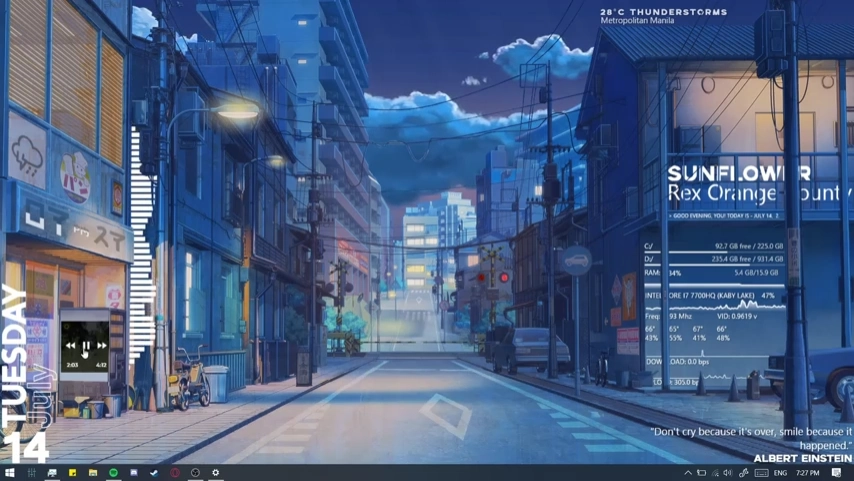 Preview of the Tokyo Street cyberpunk Rainmeter Suite